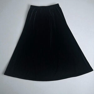 Chico’s Black Velvet Maxi Skirt | Size 1 (M) A-Line Pull-On